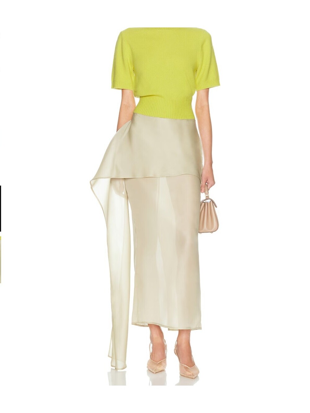 Helsa The Silk Gazar Skirt With Drape Size XXS NEW